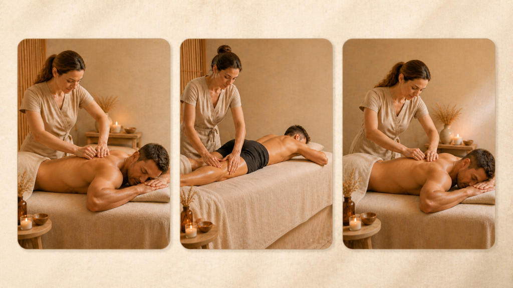 Drei Gutscheinmotive für die Sportmassage von Massage Therapy