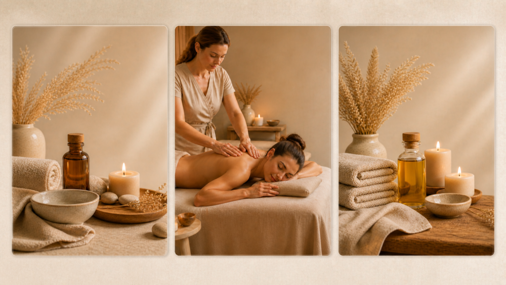 Drei Gutscheinmotive für die Wellnessmassage von Massage Therapy